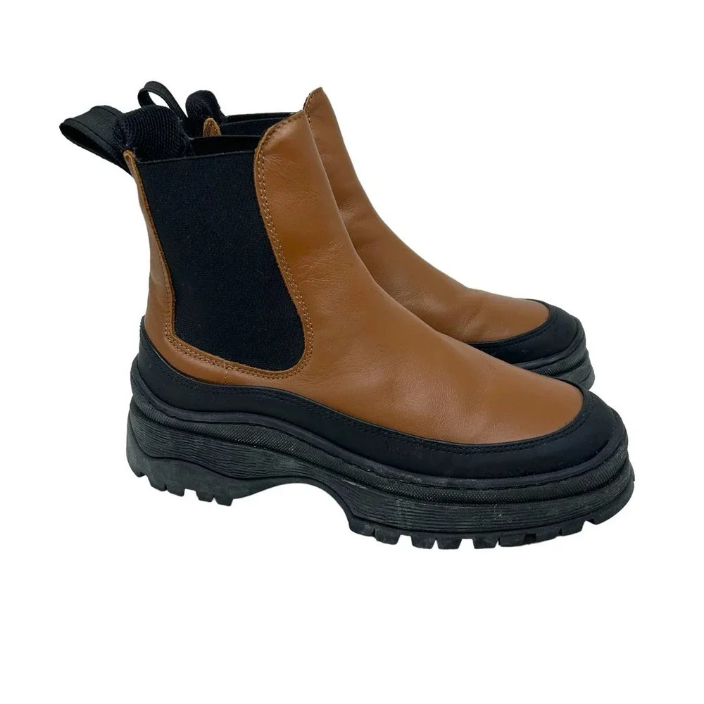 LAST Trail Chelsea Boots Leather/Rubber‎ Foxing Tan Platform Size 36 US 5.5